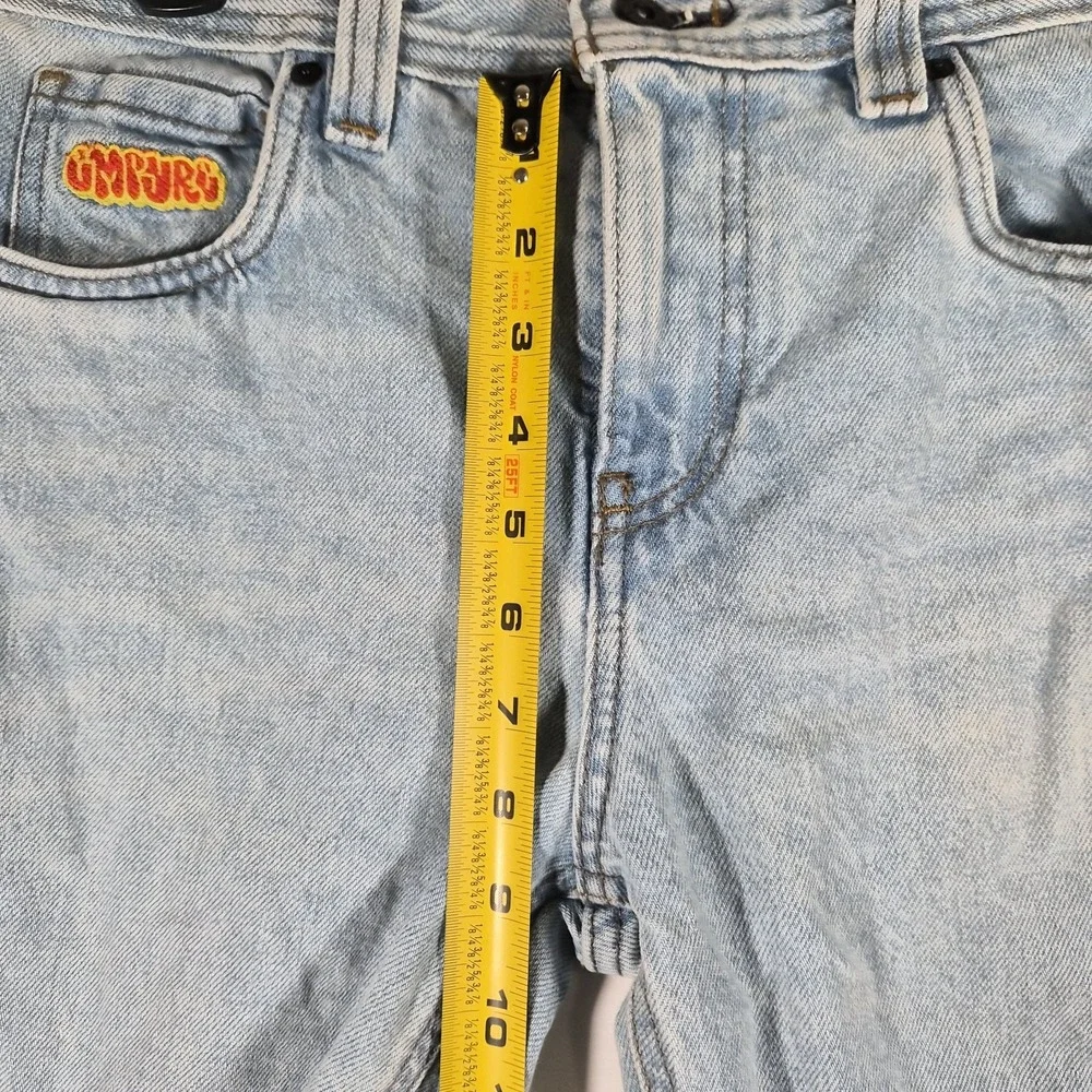 Empyre Denim Jorts Shorts Mens 27 Light Wash Baggy Y2K Skater Streetwear Raw Hem